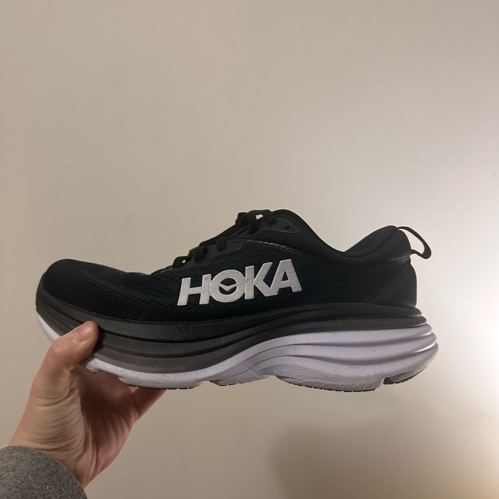 Hoka Black and White Athletic Shoes